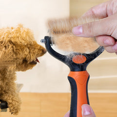 Pet Grooming Brush - Double Sided Shedding, Dematting Undercoat Rake For Dogs, Cats - Extra Wide Dog Grooming Brush, Dog Brush For Shedding, Cat Brush