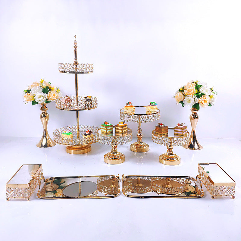 European Style Dessert Stand Set Tray Wrought Iron Dessert Display Stand Decoration