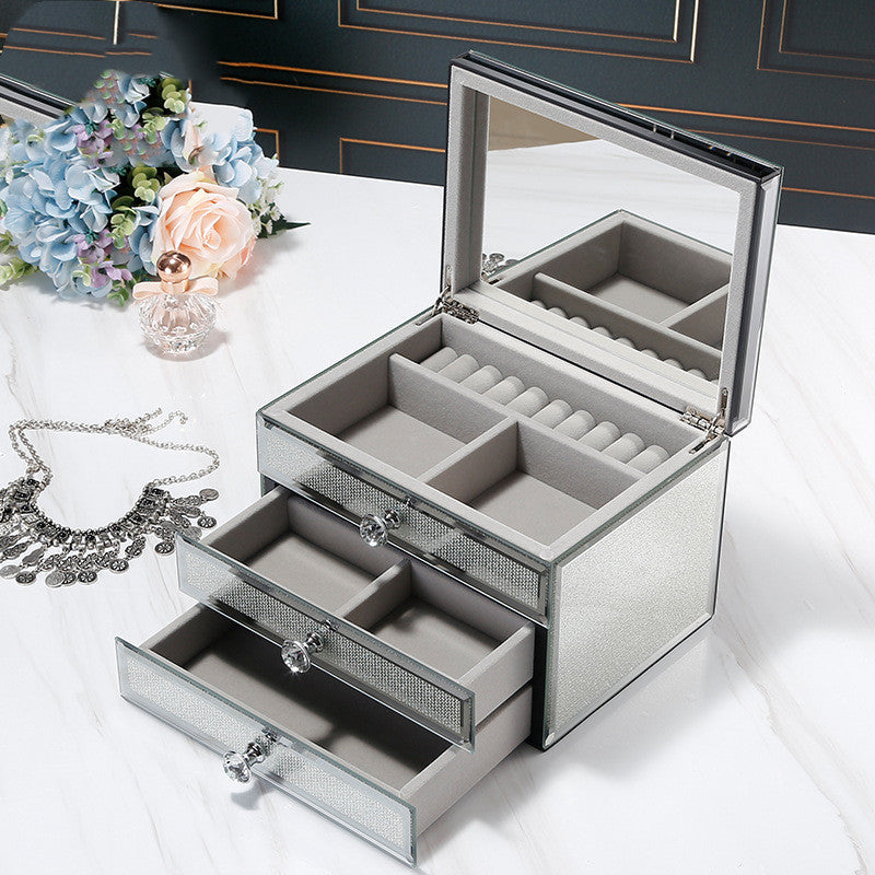 High-end Exquisite Large-capacity Multi-layer Glass Jewelry Storage Box