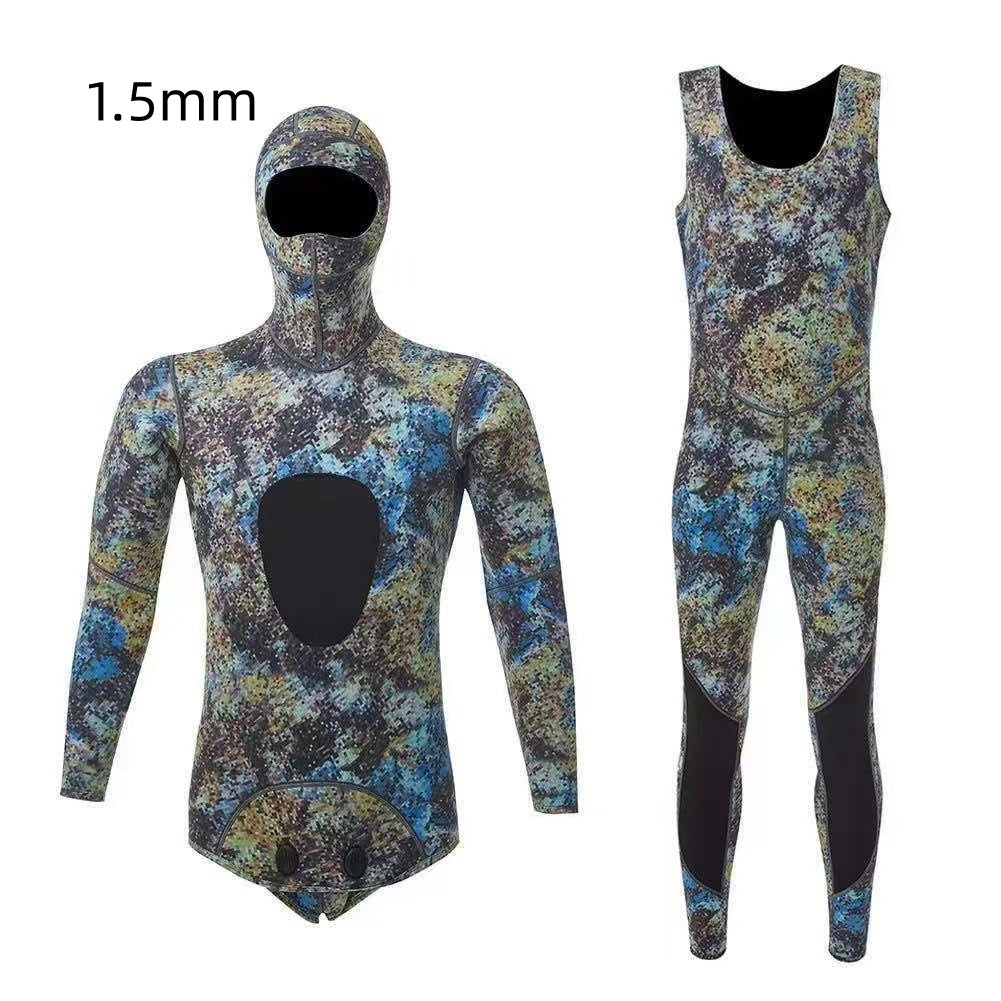 Split Diving Suit Split Men's Hooded Cold-proof Warm Surfing Suit Diving Suit Long Sleeve