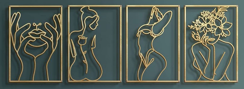 Metal Wall Ornament Art Silhouette Female