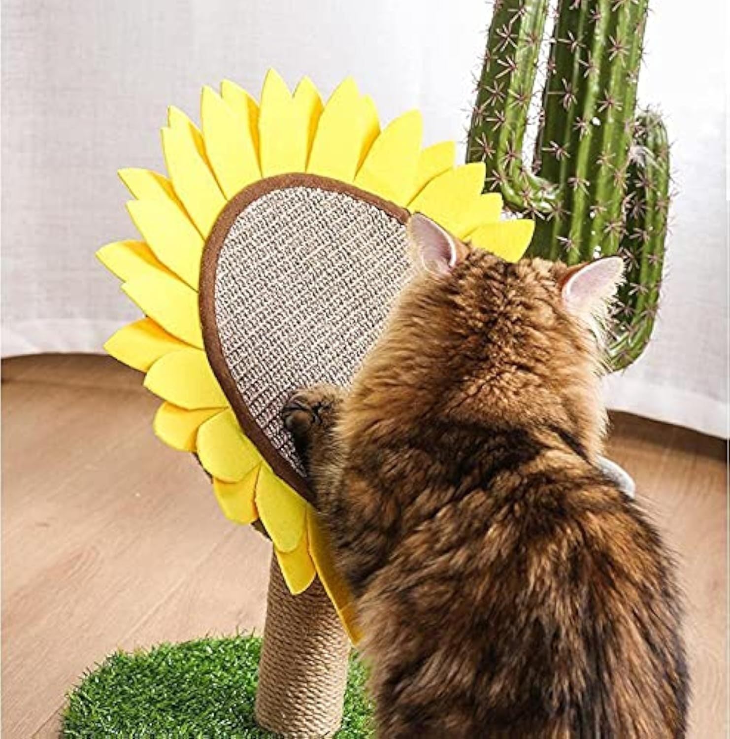 Sisal-Covered Cat Claw Scratcher Pole With Sunflower Cat Scratching Post And Flower Cat Tree Furniture