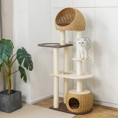 Rattan Woven Large Luxury Space Cabin Cat Climbing Frame