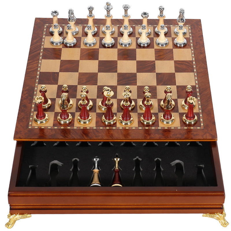 Luxury Metal Solid Wood Desktop Good Storage Chess