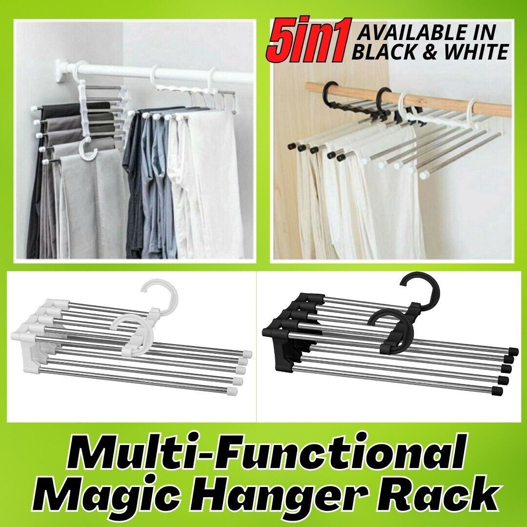 Wonder Metal Magic Hanger Pants Clothes Rack Hooks Space Saver Closet Organizers