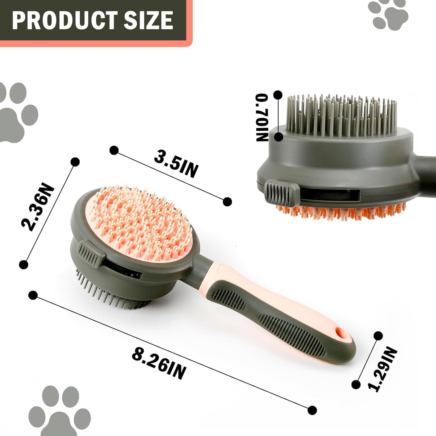 2 In 1 Double Side Cat Brushes For Indoor Cats Shedding Cat Grooming Supplies Cat Comb With Release Button Pet Supplies Flea Comb Slicker Brush For Dogs Hair Removal Massage