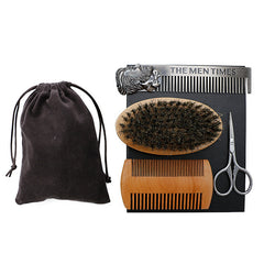 Men's Bristle Hair Comb Scissors Beard Styling Set