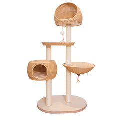 Integrated Multi Layer Solid Wood Cat Tree