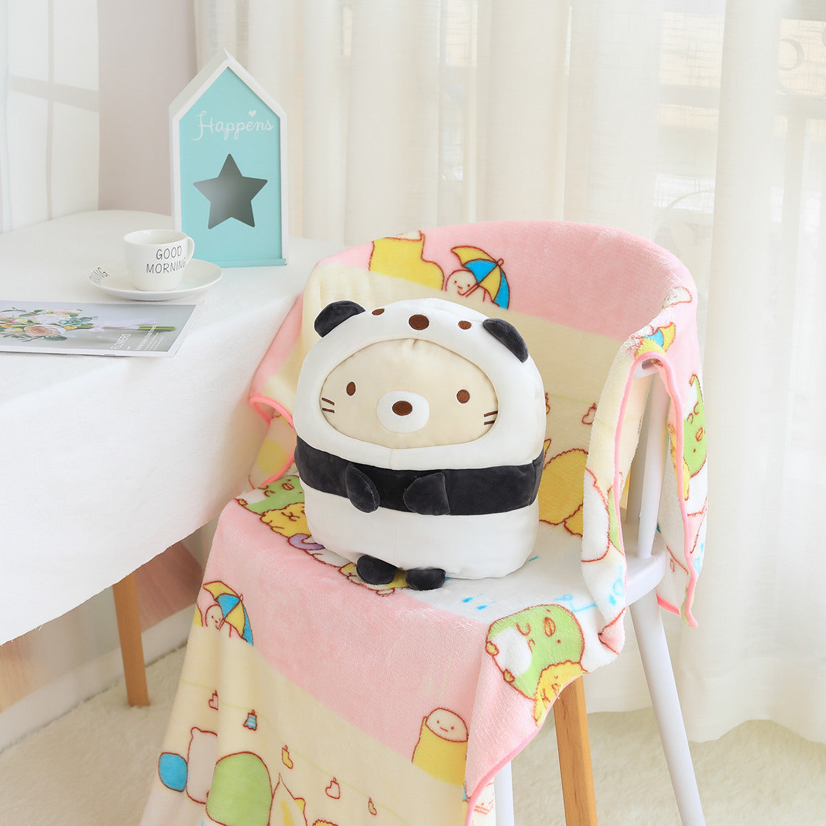 Cartoon Panda Dinosaur Cat Transformation Panda Doll Plush Toys Pillow And Blanket Cushion