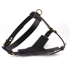 Black Cowhide Pet Leather Chest Strap