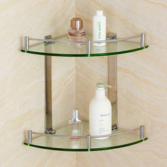 Compatible with Apple, Stainless Steel Tripod Bathroom Two-layer Glass Corner Shelf