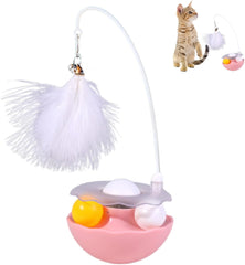 Interactive Cat Tumbler Toy Catnip Feather Teaser With Bell Track Balls Kitten Toy For Indoor Cats Exercise