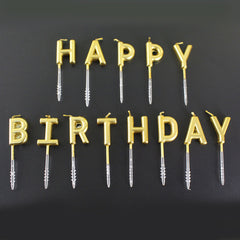 Tuhao Gold Plated Craft Birthday Letter Candle Happy Birthday English Candle