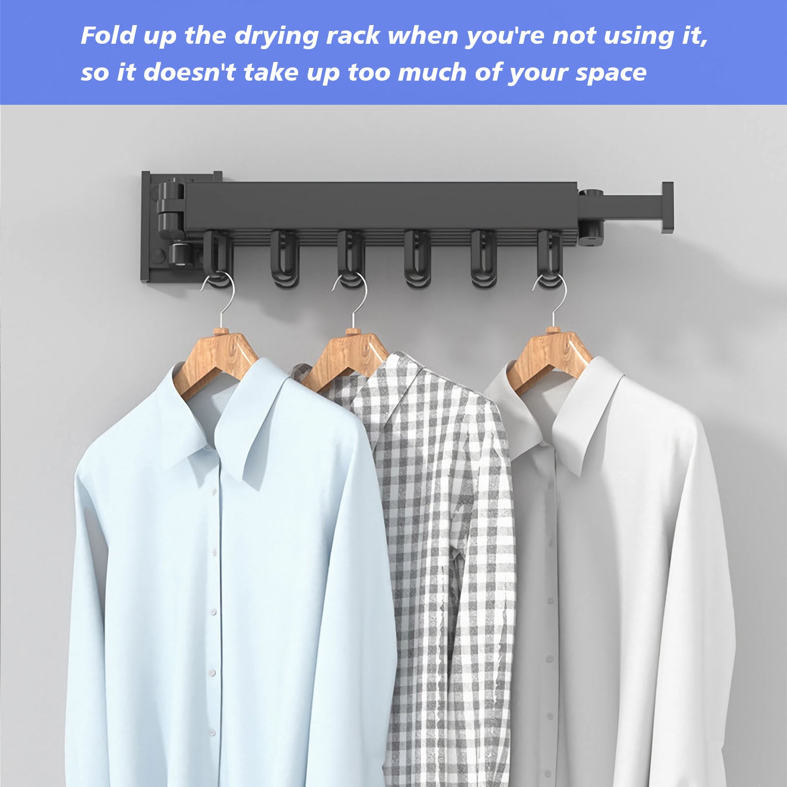 Drying Rack Clothing Wall Mounted, Clothes Drying Rack, Retractable Clothesline Indoor, Laundry Room Organization, Space-Saver, Collapsible Clothes Hanging Rack