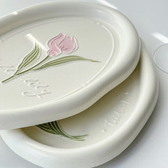 Common Calla Tulip French Relief Ceramic Plate Tableware