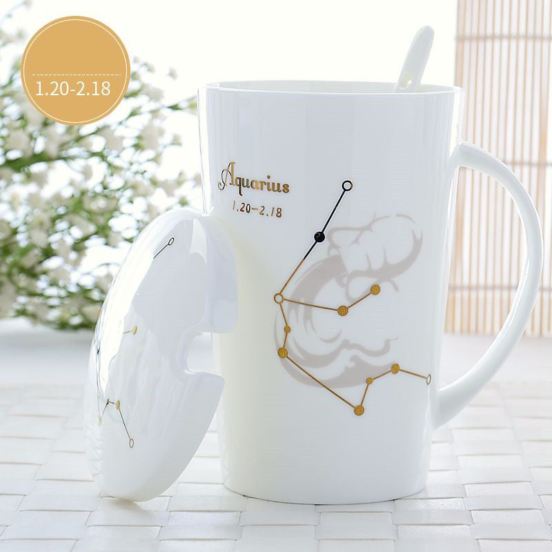 Creative Constellation Mark Ceramic Cup With Lid