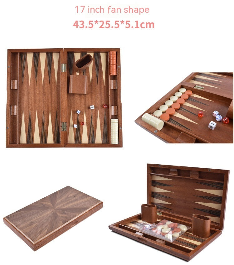 Factory High-grade Wooden Western Backgammon Chess Box Solid Wood Baccarat