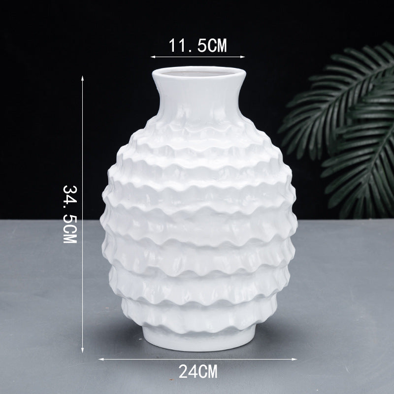 Pure Color Irregular Wave Ceramic Vase