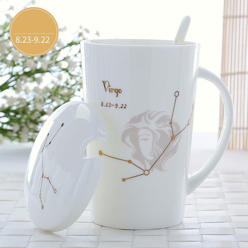 Creative Constellation Mark Ceramic Cup With Lid