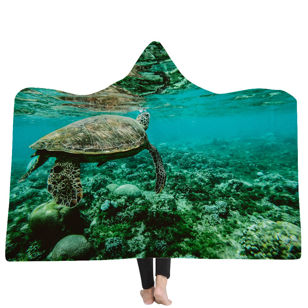 New Ocean Turtle Series Hooded Blanket Cape